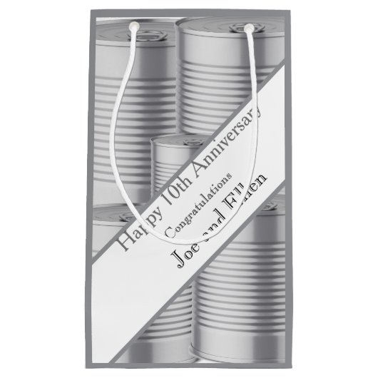 Petit Sac Cadeau 10th Wedding Anniversary, Tin Anniversary (Devant)