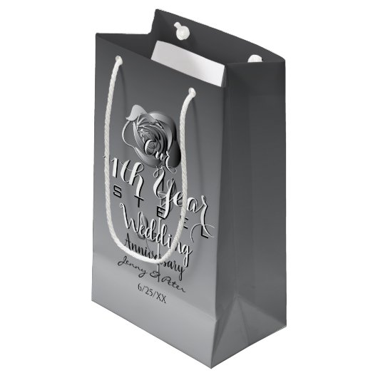 Petit Sac Cadeau 11e anniversaire Mariage Rose en acier  (Devant Angle)