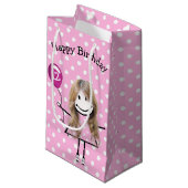 Petit Sac Cadeau 12e Anniversaire fille à bâton rose (Devant Angle)