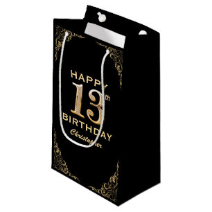 Petit Sac Cadeau 13e anniversaire de la Parties scintillant Noir et