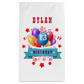 Petit Sac Cadeau 13e anniversaire Festive Ballons et étoiles rouges (Dos)
