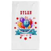 Petit Sac Cadeau 13e anniversaire Festive Ballons et étoiles rouges (Devant)