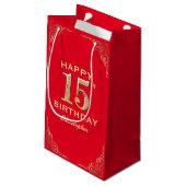 Petit Sac Cadeau 15e anniversaire Parties scintillant rouge et or c (Dos Angle)