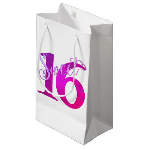 Petit Sac Cadeau 16 ans   Chic Purple Aquarelle Nom du script