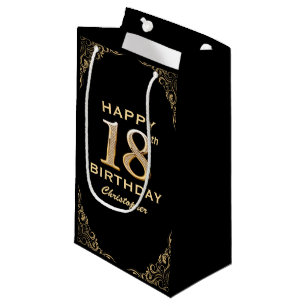 Petit Sac Cadeau 18e anniversaire de la Parties scintillant Noir et