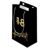 Petit Sac Cadeau 18e fête d'anniversaire noir or notes de musique n (Devant Angle)