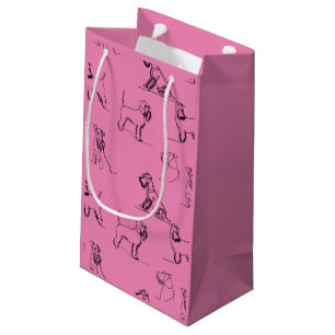Petit Sac Cadeau 1-5 Schnauzer Line Art Motif 001 Rose