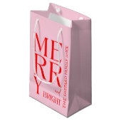 Petit Sac Cadeau 2025 Modern Merry and Bright Red Pink Christmas (Devant Angle)