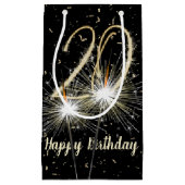 Petit Sac Cadeau 20e anniversaire Sparkler sur noir (Devant)
