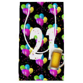 Petit Sac Cadeau 21e anniversaire Bière et ballons (Devant)