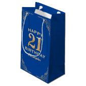 Petit Sac Cadeau 21e anniversaire Parties scintillant bleue et or c (Dos Angle)
