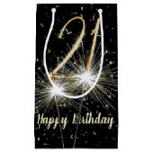 Petit Sac Cadeau 21e Anniversaire Sparkler en noir (Devant)