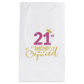 Petit Sac Cadeau 21e Anniversaire Squad Party Crown Pink Gold (Devant)