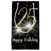 Petit Sac Cadeau 25e anniversaire Sparkler sur noir (Devant)