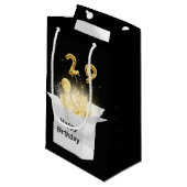 Petit Sac Cadeau 29e Ballons d'anniversaire en or en boîte blanche (Devant Angle)