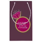 Petit Sac Cadeau 2e mariage Anniversaire grenat rouge foncé (Dos)