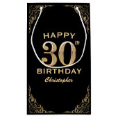 Petit Sac Cadeau 30e anniversaire Parties scintillant noir et or ca (Dos)