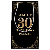 Petit Sac Cadeau 30e anniversaire Parties scintillant noir et or ca (Devant)