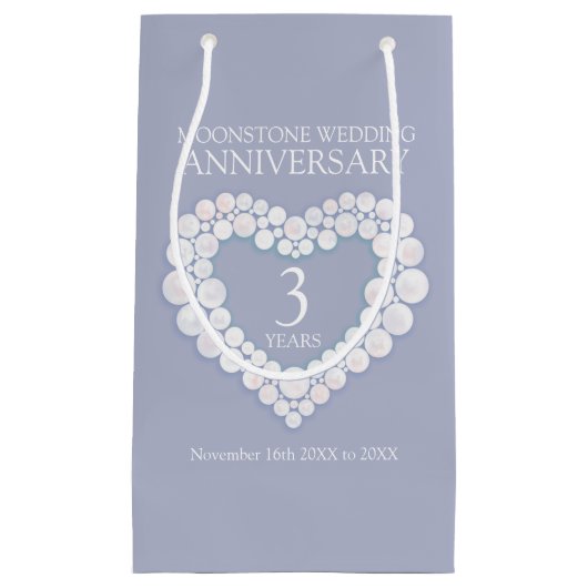 Petit Sac Cadeau 3e anniversaire mariage lunaire perle coeur photo (Devant)