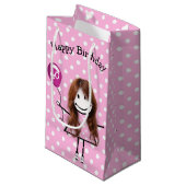 Petit Sac Cadeau 40e Anniversaire fille à bâton rose (Devant Angle)