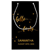 Petit Sac Cadeau 40e anniversaire noir or bonjour 40 nom script (Dos)