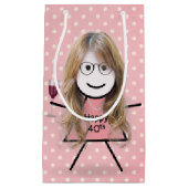 Petit Sac Cadeau 40e Anniversaire Stick Girl sur Pois (Devant)