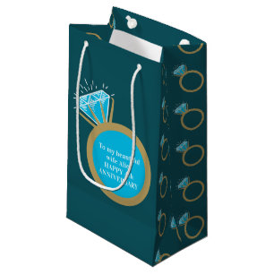 Petit Sac Cadeau 4e anniversaire mariage bague topaze bleue 4 ans