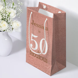 Petit Sac Cadeau 50 ans et Fabuleux Rose Gold Simple 50e Anniversai