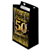 Petit Sac Cadeau 50 Fabuleux Gold Parties scintillant Rose Stars 50 (Devant Angle)