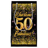 Petit Sac Cadeau 50 Fabuleux Gold Parties scintillant Rose Stars 50 (Devant)