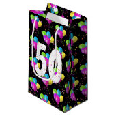 Petit Sac Cadeau 50e anniversaire Ballons et Confetti (Devant Angle)