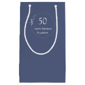 Petit Sac Cadeau 50e anniversaire Personnalisé bleu (Devant)