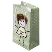 Petit Sac Cadeau 50e Anniversaire Stick Girl sur Pois (Devant Angle)