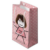 Petit Sac Cadeau 50e Anniversaire Stick Girl sur Pois (Devant Angle)