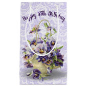 Petit Sac Cadeau 55e Anniversaire Pansy Pasket Sur Dentelle (Devant)