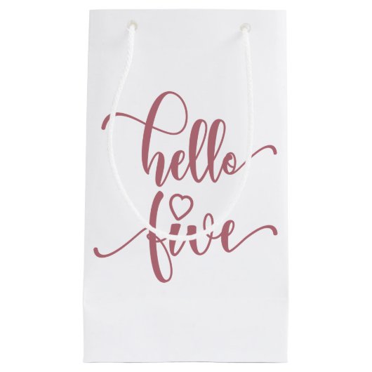 Petit Sac Cadeau 5e anniversaire Filles Bonjour Cinq mignonnes Enfa (Devant)