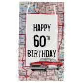 Petit Sac Cadeau 60e anniversaire Retro Buick On Map (Devant)
