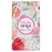 Petit Sac Cadeau 70e anniversaire fleurs roses pastel bohème (Dos)