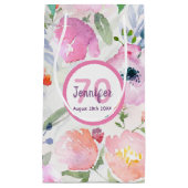 Petit Sac Cadeau 70e anniversaire fleurs roses pastel bohème (Devant)