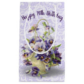 Petit Sac Cadeau 70e Anniversaire Pansy Pasket Sur Dentelle (Devant)