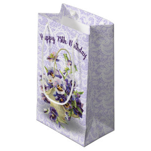 Petit Sac Cadeau 75e Anniversaire Pansy Pasket Sur Dentelle
