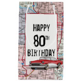 Petit Sac Cadeau 80e Anniversaire Vieux Buick Sur La Carte (Devant)