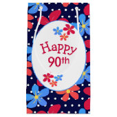 Petit Sac Cadeau 90e anniversaire Daisies en Pois (Devant)