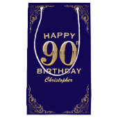 Petit Sac Cadeau 90e anniversaire de la Parties scintillant marine (Devant)