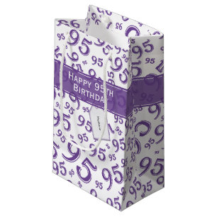 Petit Sac Cadeau 95e Joyeux Anniversaire violet Motif de nombre alé