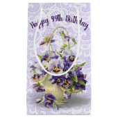 Petit Sac Cadeau 99e Anniversaire Pansy Pasket Sur Dentelle (Devant)