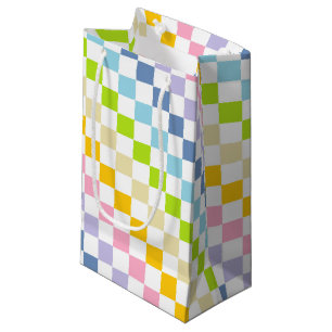 Petit Sac Cadeau à damiers Pastel Rainbow