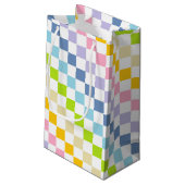 Petit Sac Cadeau à damiers Pastel Rainbow (Dos Angle)