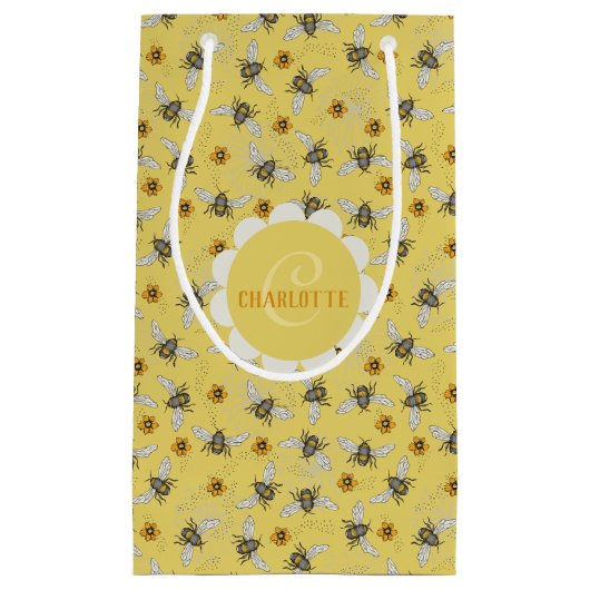 Petit Sac Cadeau Abeilles à la mode Jaune en effervescence été (Devant)