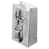Petit Sac Cadeau Abstraites fleurs blanches blanches brillantes sur (Dos Angle)